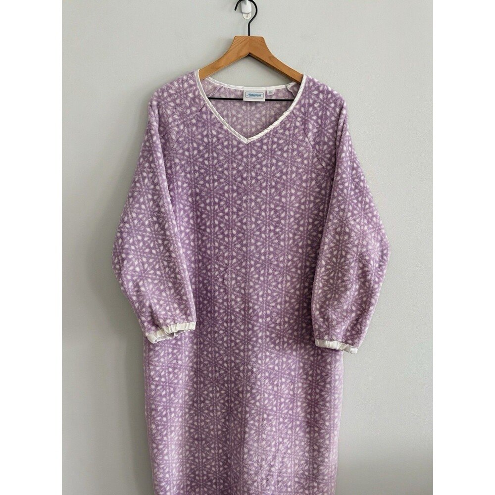 National Fleece Nightgown Womens Size 2X Puple Soft Sleepwear Lounge Cozy